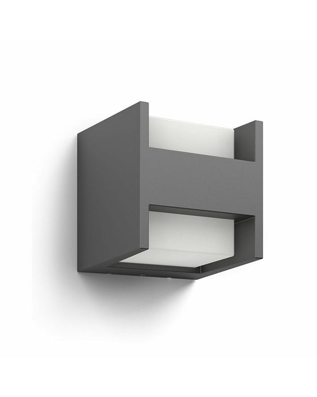 Philips LED outdoor garden wall light in anthracite aluminum, 4.5W, warm white 4000K, 800 lumens, decorative exterior lighting