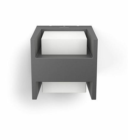 Philips LED outdoor garden wall light in anthracite aluminum, 4.5W, warm white 4000K, 800 lumens, decorative exterior lighting
