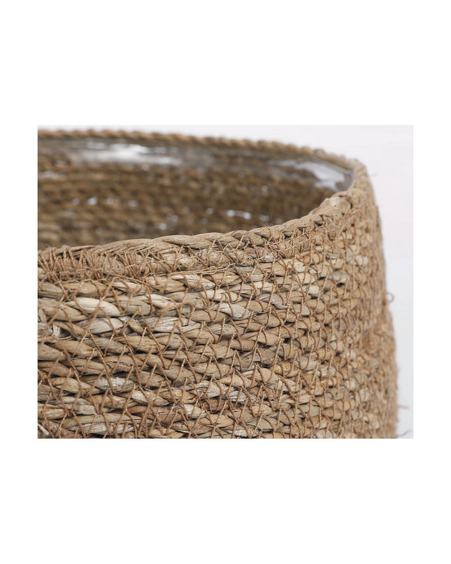 Mica Decorations Mand Mica Decorations set with brown woven storage baskets for home organization and kitchen use.