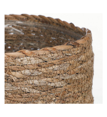 Mica Decorations brown woven storage box set with three parts, ideal for home organization and kitchen storage.
