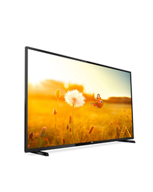 Philips 43-inch Full HD LED TV showing screen with black bezel and stand, part of electronics and home theater setup.
