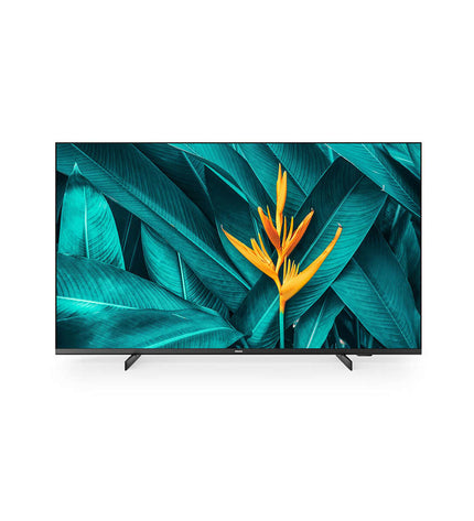 Philips 55-inch 4K Ultra HD LED Smart TV displaying vibrant image and sleek black frame, ideal for home entertainment.