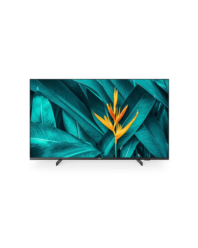 Philips 55-inch 4K Ultra HD LED Smart TV displaying vibrant image and sleek black frame, ideal for home entertainment.