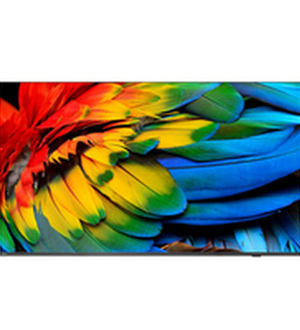 Philips 43-inch 4K Ultra HD LED Smart TV displaying a vibrant screen with on-screen menu and sleek black frame.