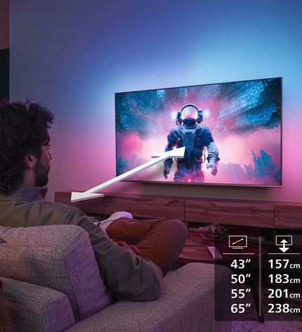 Philips 43-inch 4K Ultra HD LED QLED Smart TV displaying vibrant images with slim black bezels and a modern design.