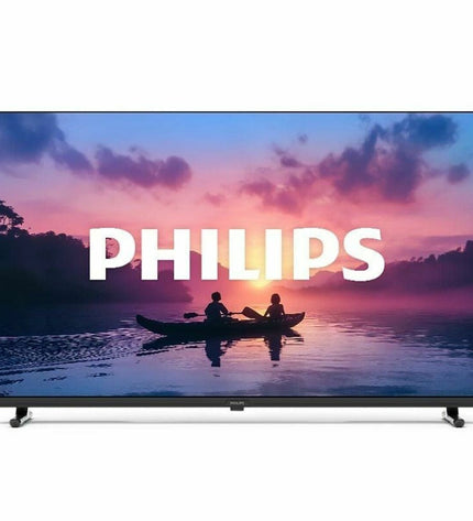 Philips 32-inch HD LED Smart TV with HDR, black frame, displaying colorful screen in a modern living room setting.