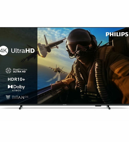 Philips 50-inch 4K Ultra HD LED Smart TV with HDR, sleek screen displaying vibrant colors and slim black frame.