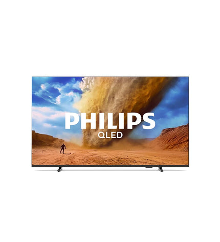 Philips 55-inch 4K Ultra HD LED QLED Smart TV displaying vibrant home entertainment visuals.