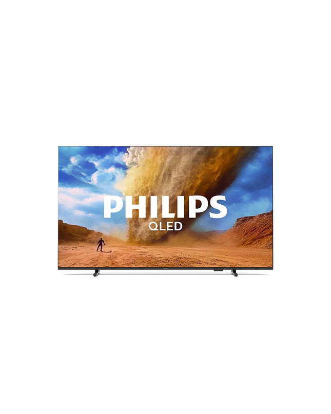Philips 55-inch 4K Ultra HD LED QLED Smart TV displaying vibrant home entertainment visuals.
