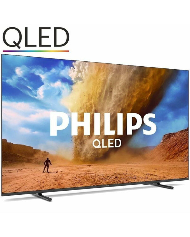 Philips 43-inch 4K Ultra HD LED QLED Smart TV with HDR display, sleek design, and slim bezels for home entertainment.