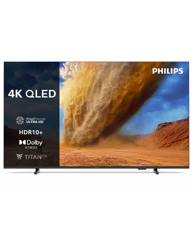 Philips 50-inch 4K Ultra HD LED Smart TV displaying vibrant images with slim black bezel and modern design