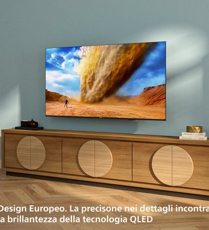 Philips 65-inch 4K Ultra HD LED Smart TV displaying vibrant colors and a home entertainment scene.
