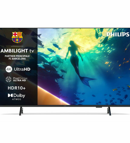 Philips 43-inch 4K Ultra HD LED Smart TV with HDR, sleek black screen and slim bezel, perfect for home entertainment.
