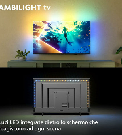 Philips 43-inch 4K Ultra HD LED Smart TV with HDR, sleek screen displaying vibrant colors and slim black frame.