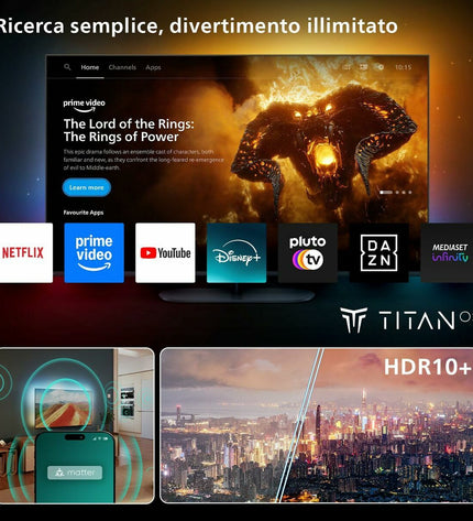 Philips 43-inch 4K Ultra HD LED Smart TV with HDR, displaying a vibrant screen with modern home entertainment setup.