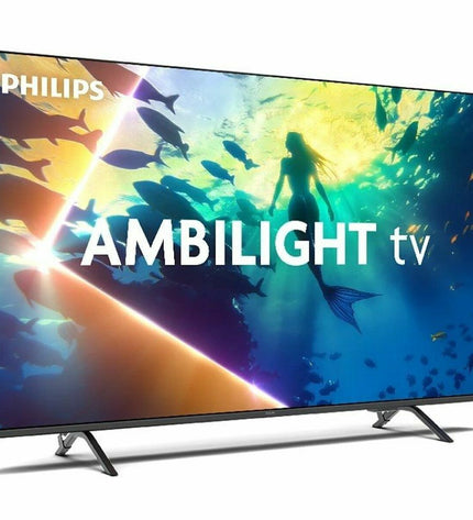 Philips 43-inch 4K Ultra HD LED Smart TV with HDR, sleek design, and thin bezels, ideal for home entertainment and video streaming.