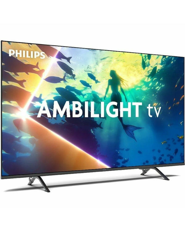 Philips 43-inch 4K Ultra HD LED Smart TV with HDR, sleek design, and thin bezels, ideal for home entertainment and video streaming.