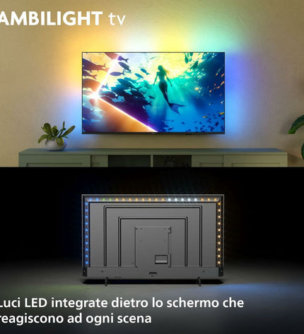 Philips 50-inch 4K Ultra HD LED Smart TV displaying vibrant images in a modern living room setting.