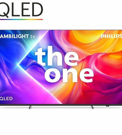 Philips 65-inch 4K Ultra HD LED Smart TV displaying vibrant images in a modern living room setting.