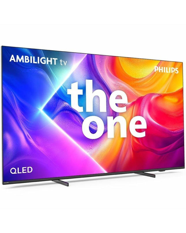 Philips 65PUS9010 4K Ultra HD LED Smart TV with slim black bezel and screen displaying vibrant colorful images.
