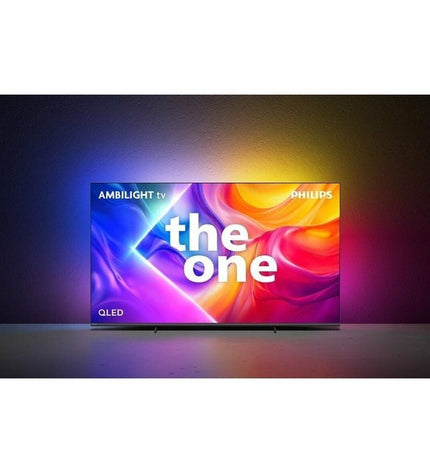 Philips 65-inch 4K Ultra HD LED Smart TV displaying vibrant screen with sleek black frame and slim design.