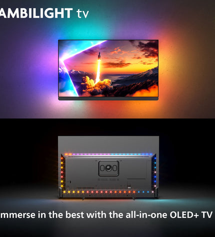 Philips 77OLED910/12 77-inch 4K Ultra HD OLED Smart TV with HDR and NVIDIA G-SYNC, sleek black TV screen and slim design.