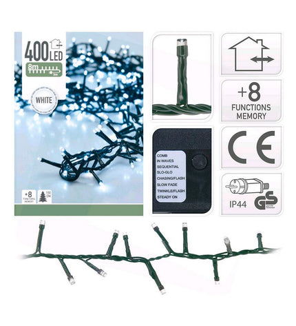 White LED light garland by BigBuy Christmas, 11 meters long, outdoor garden decoration with bright, energy-efficient LED lights.