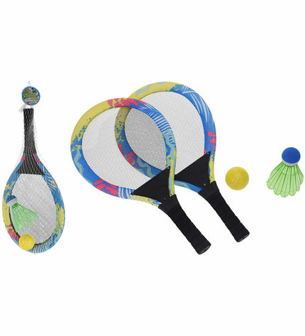 BigBuy Fun racquet set with four colorful paddles for outdoor play, ideal for children and family sports activities.