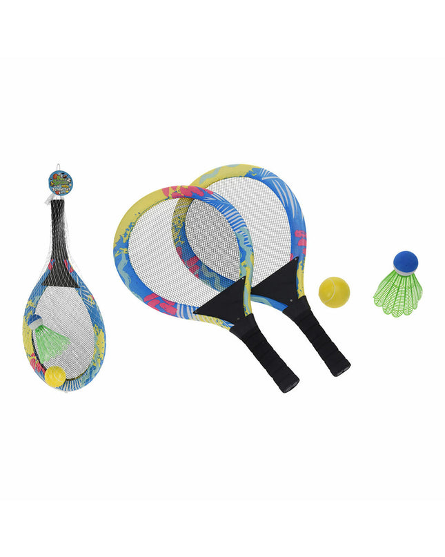 BigBuy Fun racquet set with four colorful paddles for outdoor play, ideal for children and family sports activities.