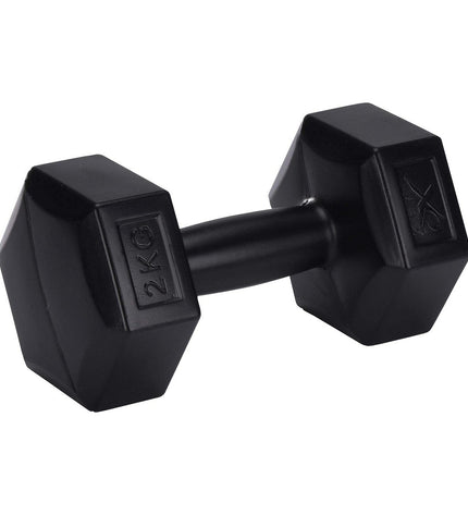 Black XQ Max dumbbells for fitness and outdoor workouts, featuring a sturdy handle and compact weight design.