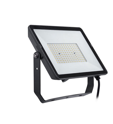 Philips black outdoor garden floodlight for decoration, with a sturdy black casing and adjustable mounting bracket.