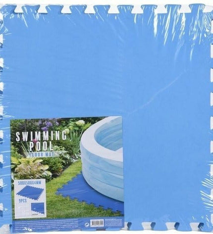Set of 9 50x50 cm protective mats for removable swimming pools from BigBuy Garden, designed for outdoor pool protection.