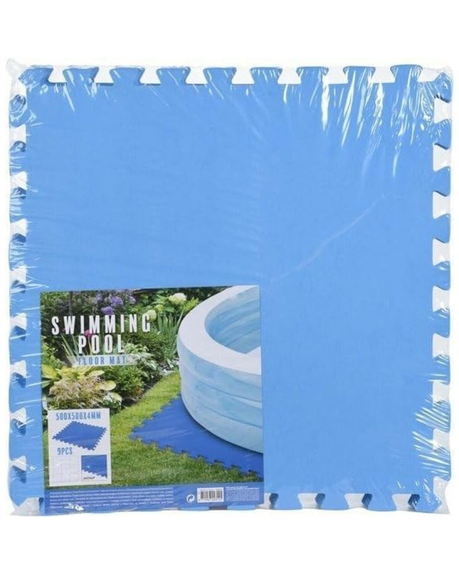 Set of 9 50x50 cm protective mats for removable swimming pools from BigBuy Garden, designed for outdoor pool protection.
