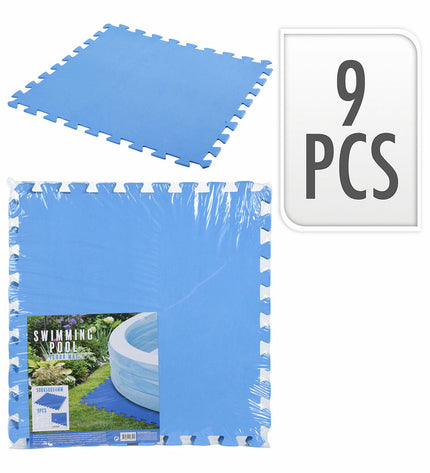 Set of nine BigBuy Garden 50x50 cm protective mats for removable pools, ideal for garden, pool, and jacuzzi flooring.