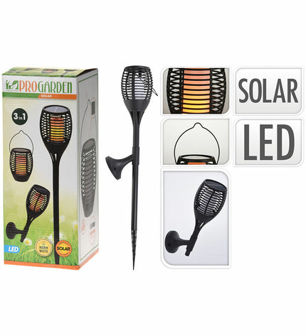 BigBuy Outdoor solar garden LED lights for outdoor decoration, shown in multiple positions illuminating a garden area.