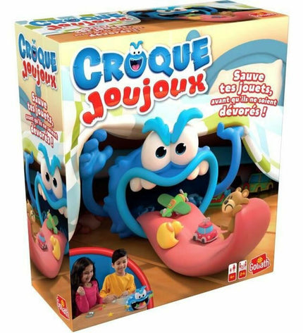 Goliath Croque Joujoux board game with colorful game pieces and box, for children’s play and family fun.
