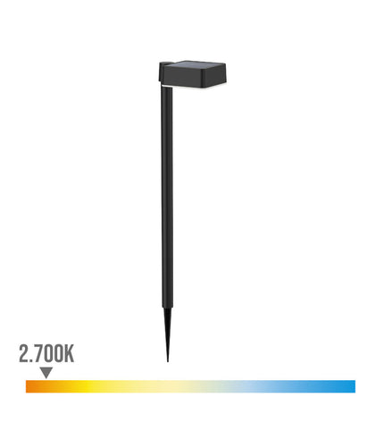 Philips Vynce solar garden light in black plastic, warm white 2700K, square shape, 54 cm tall, outdoor decorative lighting.