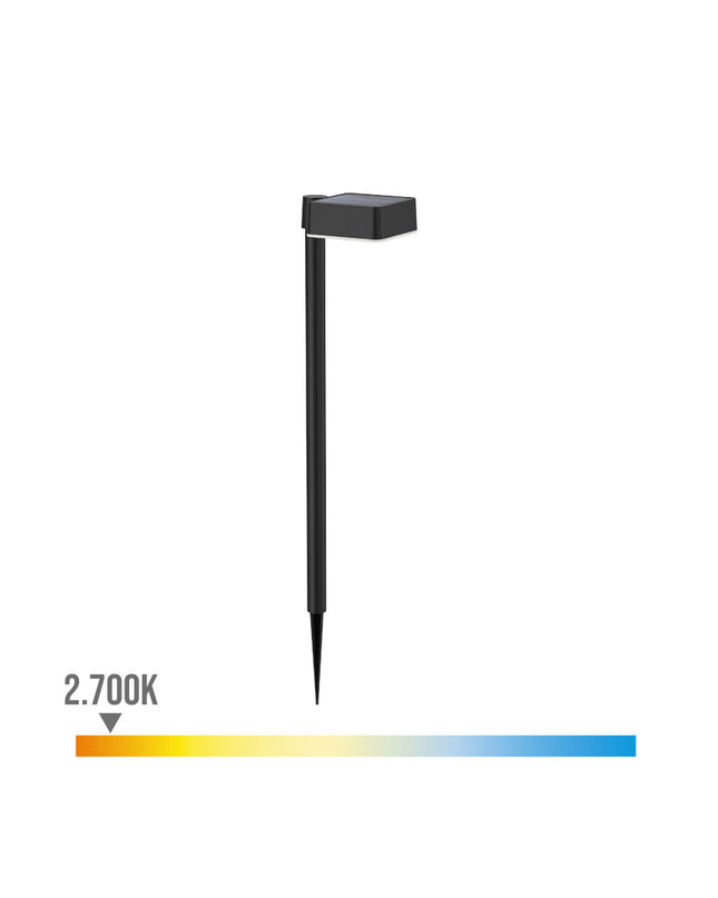 Philips Vynce solar garden light in black plastic, warm white 2700K, square shape, 54 cm tall, outdoor decorative lighting.
