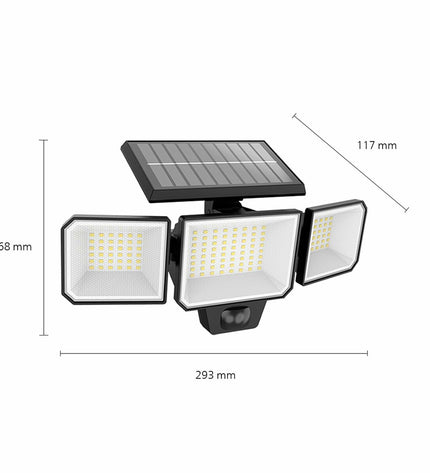 Philips solar-powered spotlight in black, 8.7W, 5000K, for outdoor garden decoration, 29x11.7x16.8 cm, illuminated in night setting
