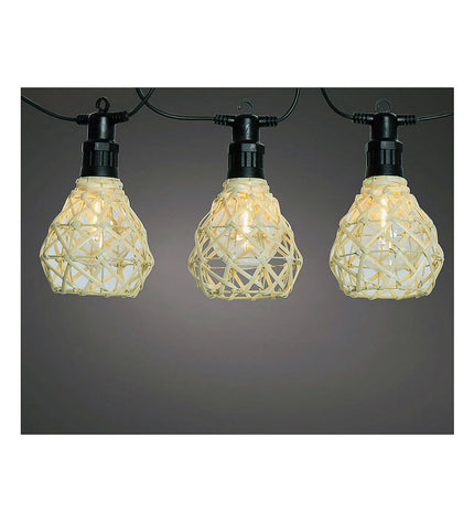 Black Lumineo LED light garland for outdoor garden decor, with warm string lights for outdoor ambiance.
