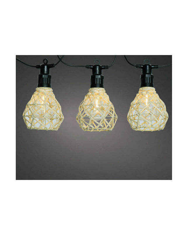 Black Lumineo LED light garland for outdoor garden decor, with warm string lights for outdoor ambiance.