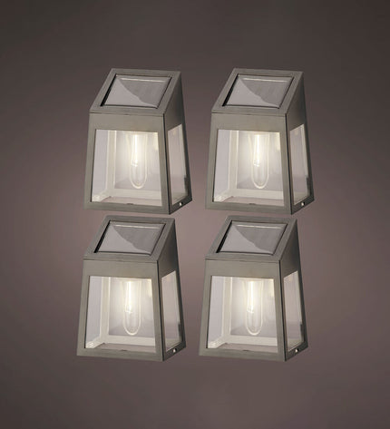 Set of four Lumineo outdoor garden LED wall lamps with warm light, ideal for exterior decoration and ambient lighting.