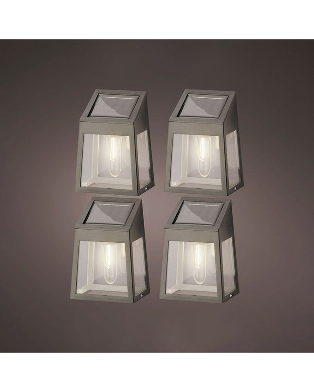 Set of four Lumineo outdoor garden LED wall lamps with warm light, ideal for exterior decoration and ambient lighting.