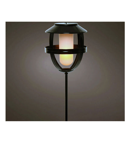 Lumineo Zonlicht Lumineo 898216 Zwart ijzeren tuinfakkel met flameneffect, 63 cm decoratie voor buiten.