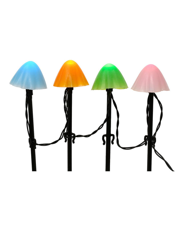 Lumineo multicolour mini mushroom garden decorative lights for outdoor plants, set of 20, colorful outdoor plant decor lighting.