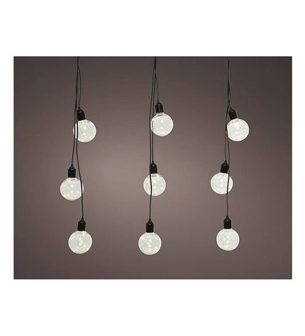 Lumineo 3m outdoor LED light garland for garden decoration, featuring warm white LED bulbs on a flexible transparent cord.