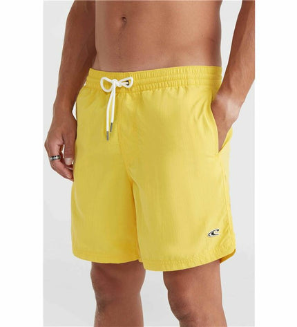Yellow O'Neill men's swim trunks, Vert 16'' sport and outdoor watersport shorts, quick-drying fabric, front drawstring waistband.