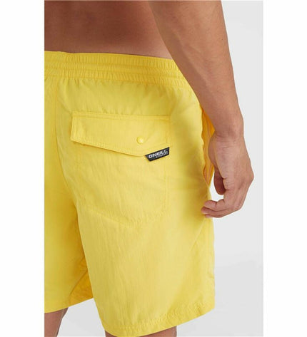 Yellow O'Neill men's swim trunks, Vert 16'' style, designed for watersport and outdoor activities, with a sporty fit.