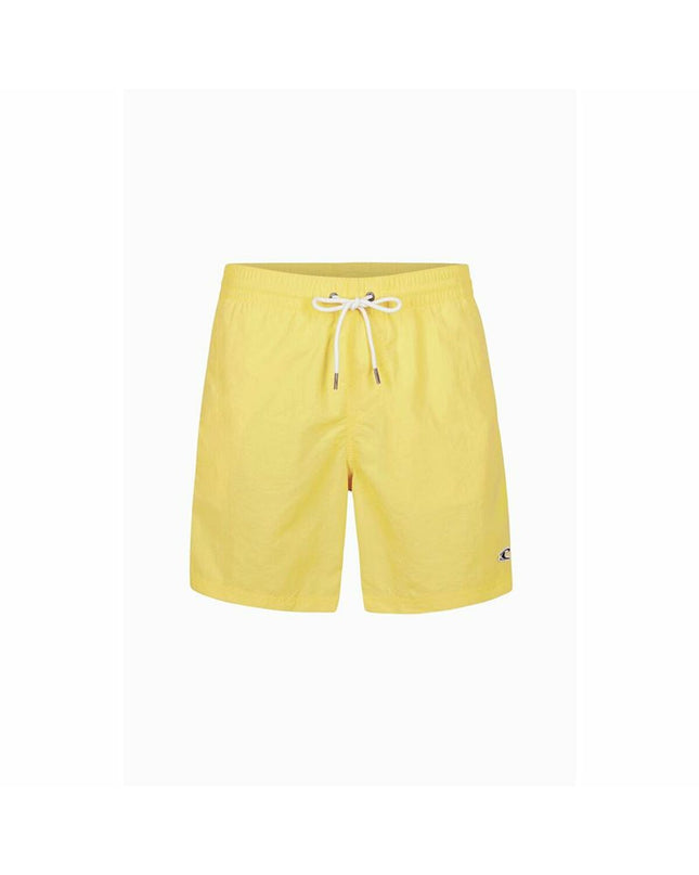 Yellow O'Neill men's swim trunks, Vert 16'' watersport swim shorts with sporty design, suitable for outdoor swimming activities.