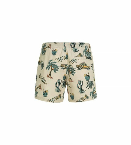 O'Neill men's swim trunk with Cali print, 15-inch length, designed for watersport and outdoor activities, featuring vibrant mixed patterns.